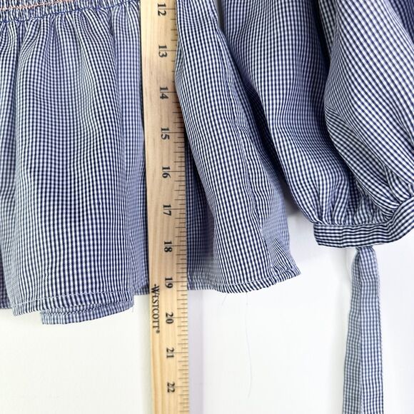 Honey & T Top Women XL Blue Peasant Smocked Gingham Babydoll Milkmaid Boho NWOT - Picture 4 of 8